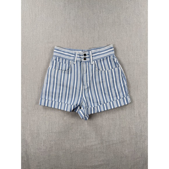 BDG Urban Outfitters Pants - BDG Urban Outfitters Striped High Waisted Denim Shorts Blue White Size 4